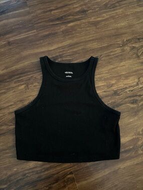 wild fable Black Ribbed High-Neck Crop Tank